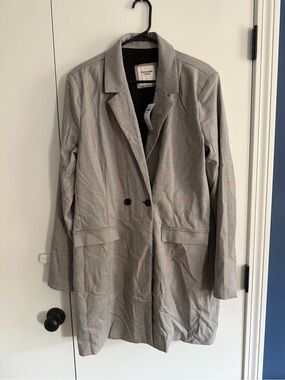 Abercrombie & Fitch Women's Gray Plaid Long Blazer Dress